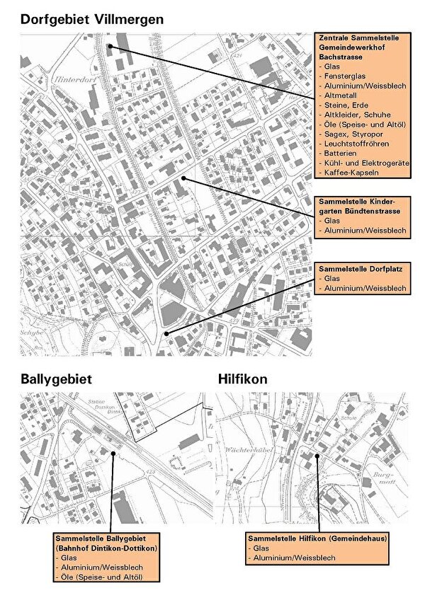 Situtationspläne der Abfallsammelstellen