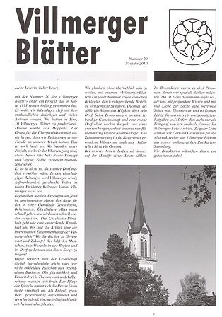Villmerger Blätter, Ausgabe Nr. 20