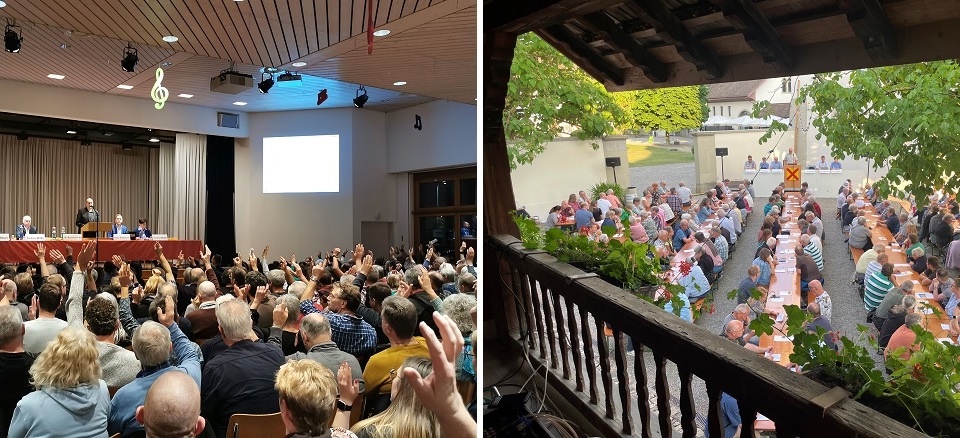 Gemeindeversammlung Schöftland; Aula der Bezirksschule / Schlosshof