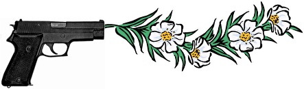 Schiesswesen - Symbolbild Pist. 9 mm mit Blumen