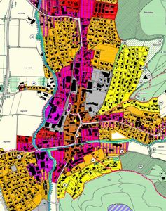 Bauzonenplan - Ausschnitt Bauzonen im Dorfzentrum