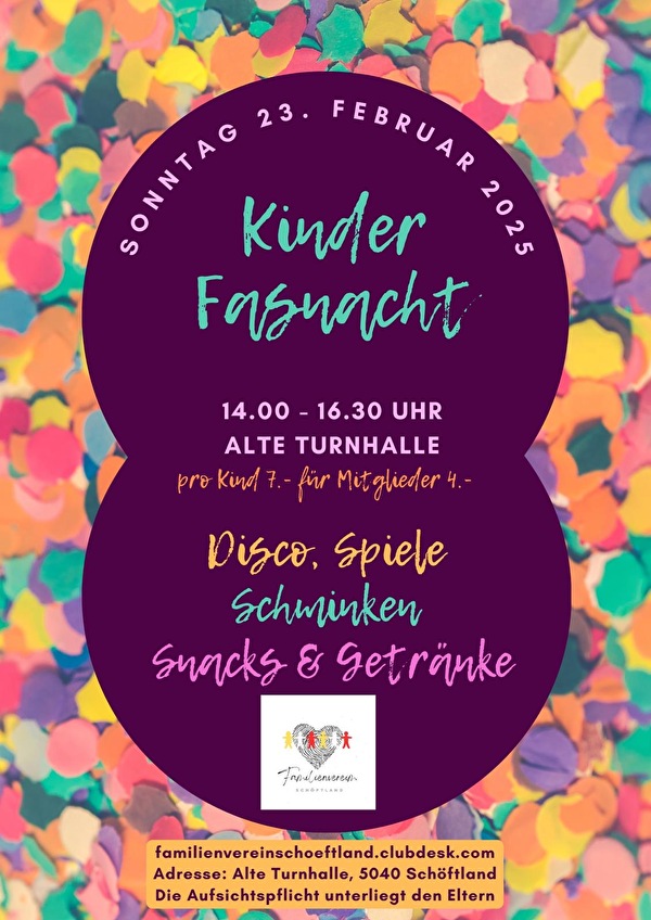 Familienverein Schöftland - Kinderfasnacht 2025 / Plakat