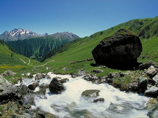 Der Alpstein ist einer der grössten Findlinge der Schweiz. Er ist am Fussweg zwischen der Alp Trida und Samnaun-Laret bei der Unteralp zu finden. Wahrscheinlich wurde der Stein auf einer Gletscherzunge vom Bürkelkopf transportiert.

