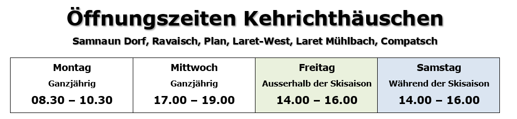 Oeffnungszeiten