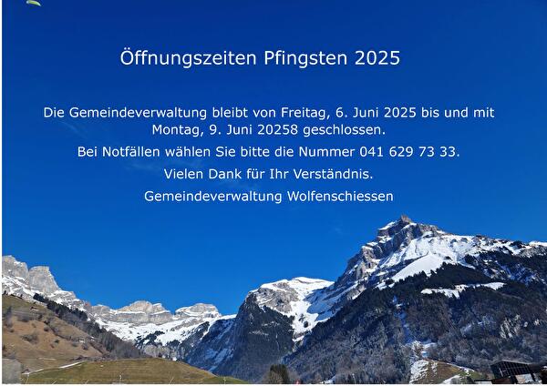 Öffnungszeiten Pfingsten 2025
