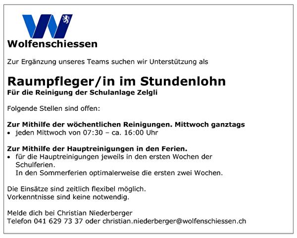 Raumpfleger / in im Stundenlohn
