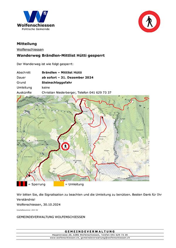 Wanderwegsperrung