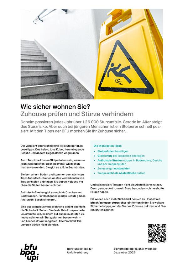 Zuhause prüfen und Stürze verhindern