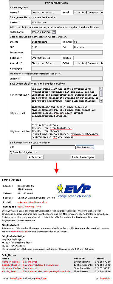 Partei hinzufügen 