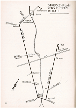Streckenplan Bus- Versuchsbetrieb