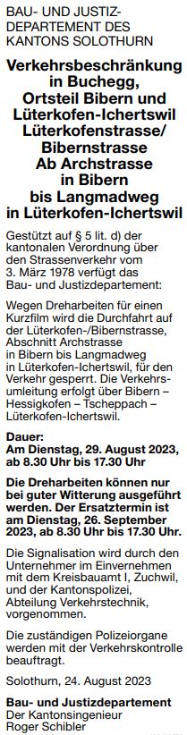 Ausschnitt Inserat aus Azeiger