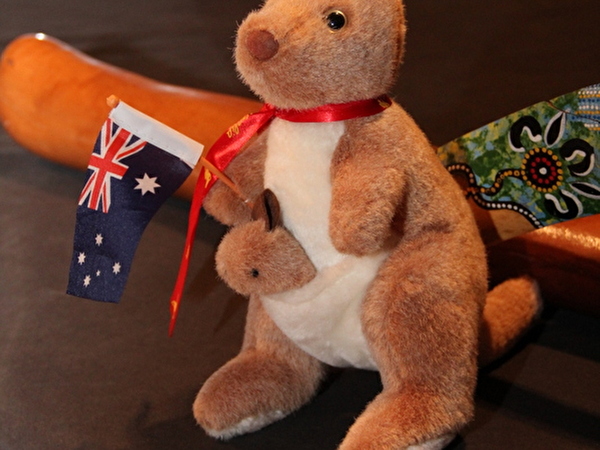 Plüsch-Kanguru mit Australienfahne