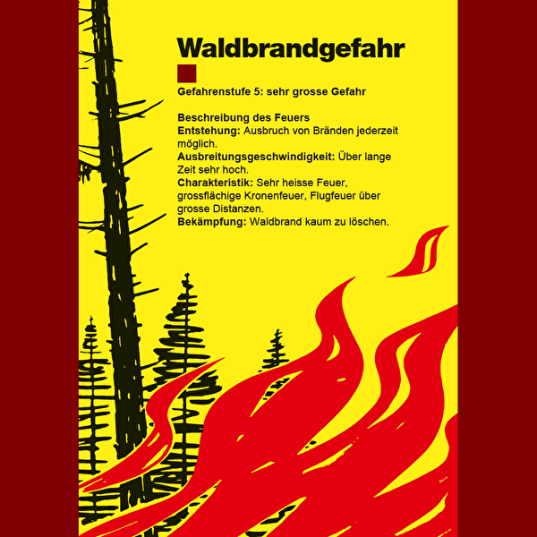 Plakat höchste Stufe Waldbrandgefahr