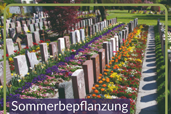 Gräber mit bunten Blumen