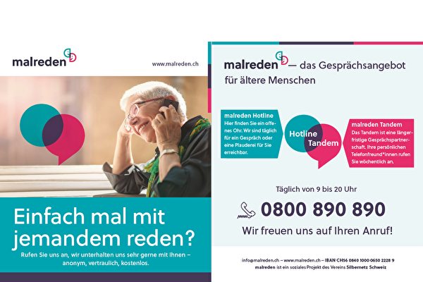 Flyer Malreden Frau am Telefon