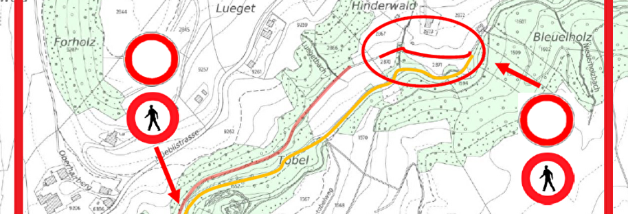 Plan der Wanderwegsperrung am Schmittenbach