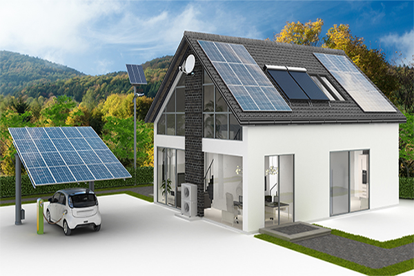 Visualisierung eines Hauses mit alternativer Energie