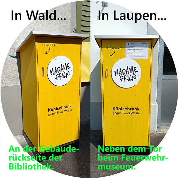 Fotos der beiden Kühlschränke gegen Food Waste