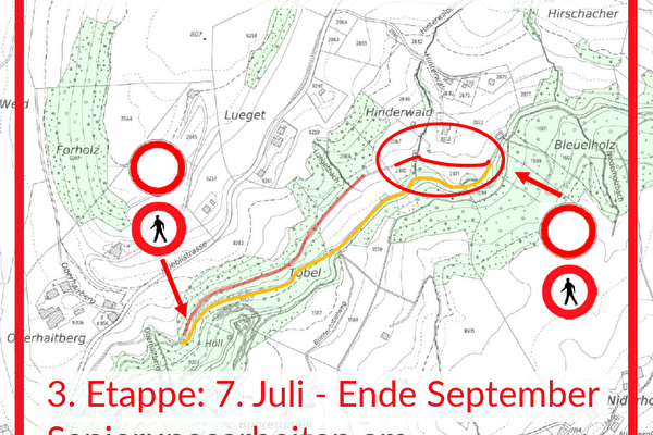 Plan der Wanderwegsperrung am Schmittenbach