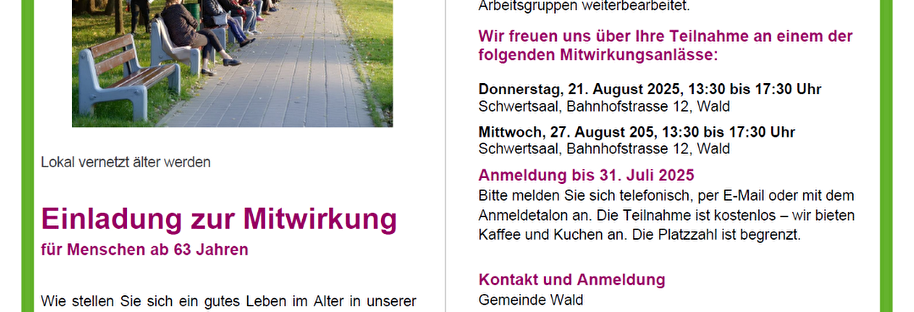 Flyer Mitwirkungsanlass Lokal vernetzt älter werden