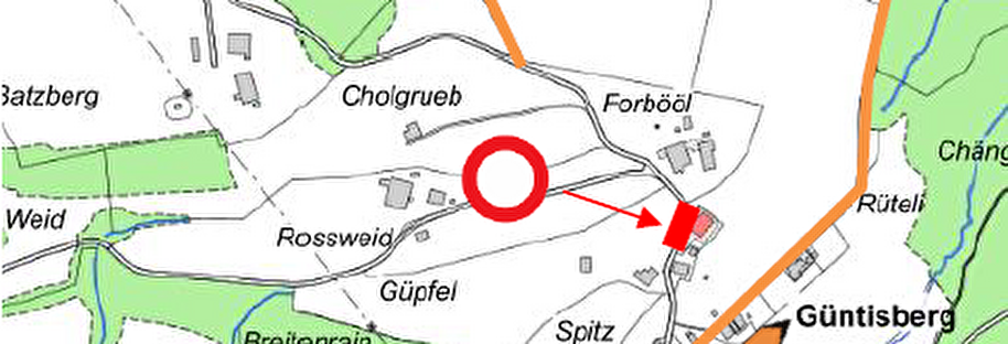 Plan der Sperrung Batzbergstrasse mit Umleitung