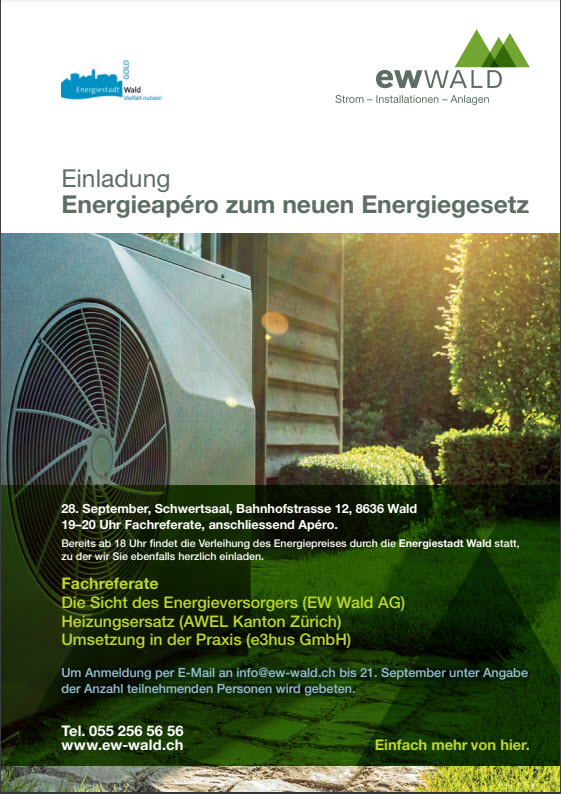 Flyer Energieapéro zum neuen Energiegesetz