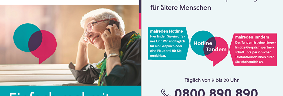 Flyer Malreden Frau am Telefon
