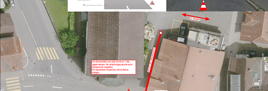 Baustellenplan Tösstalstrasse mit Informationen zu den Absperrungen