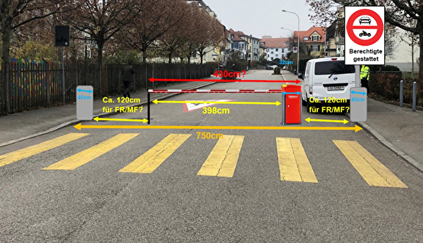 Vorgesehene Schranke Riggenbachstrasse Höhe FHNW