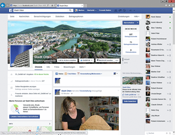 Stadtverwaltung Olten neu auf Facebook