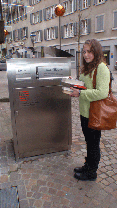 Neue Rückgabebox der Stadtbibliothek