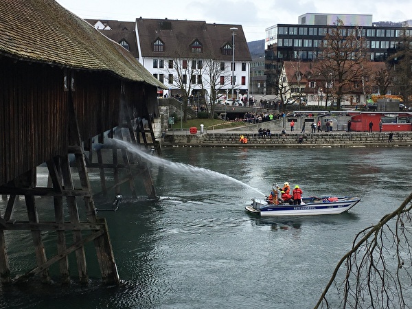 Brand der Holzbrücke im März 2018