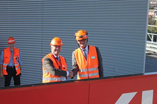 Martin Wey, Stadtpräsident Olten, und Bruno Stehrenberger, Leiter Betrieb von SBB Infrastruktur