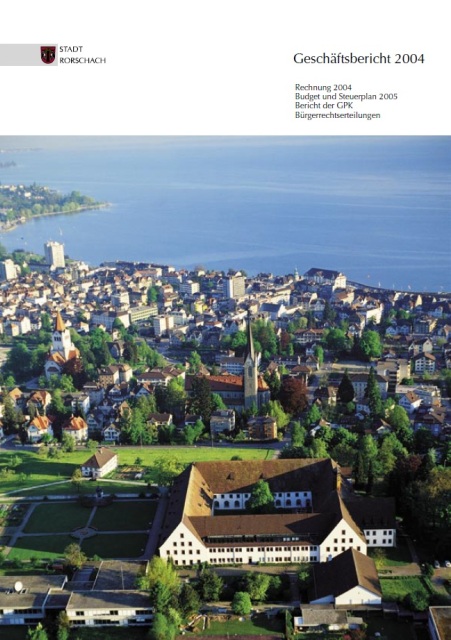 Titelbild Geschäftsbericht mit Blick auf Rorschach von Rorschacherberg aus