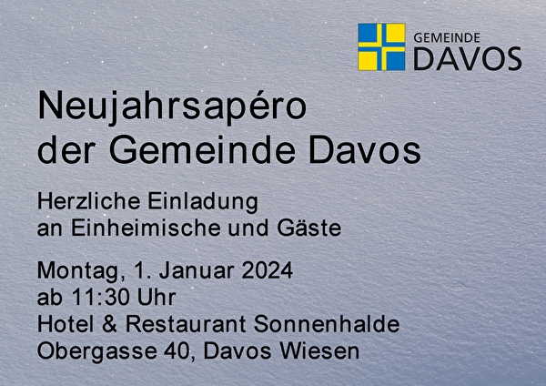 Bildschirmanzeige VBD-Busse, Neujahrsapero 2024 Davos Wiesen