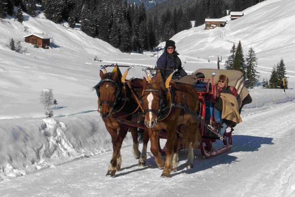 Pferdeschlitten im Sertigtal