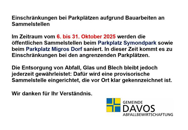 Parkplätze Symond und Migros Dorf