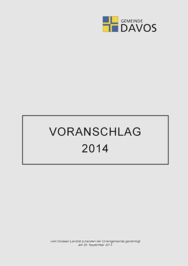 Voranschlag 2014 Titelseite