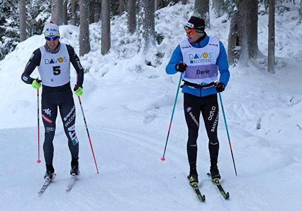 Langlauf-Athlet Dario Cologna auf einer Davoser Loipe