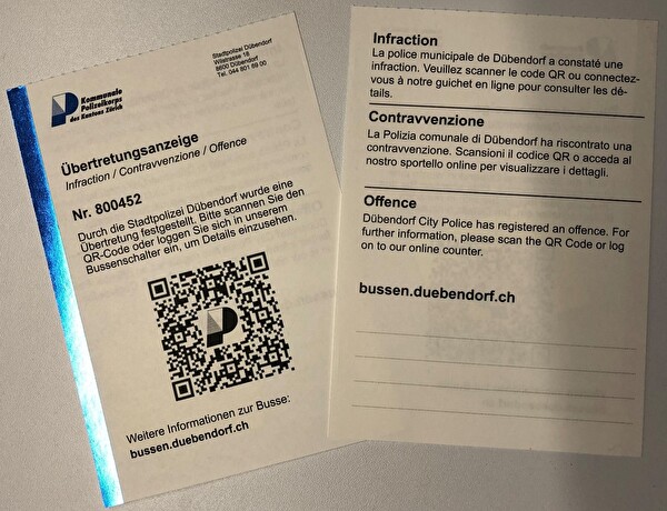 QR Ordnungsbussenzettel