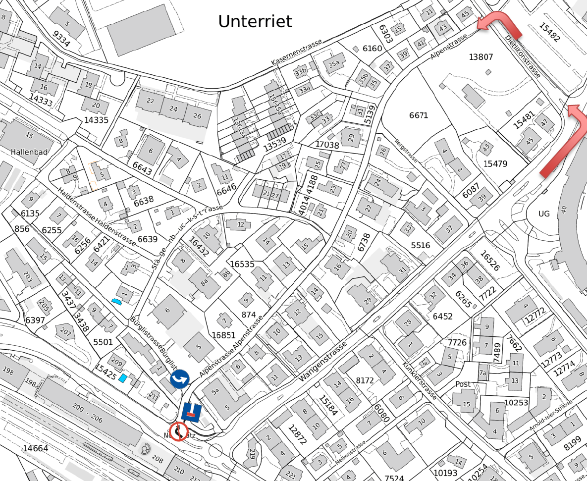 Bereich Kreisel Überland- / Wangenstrasse