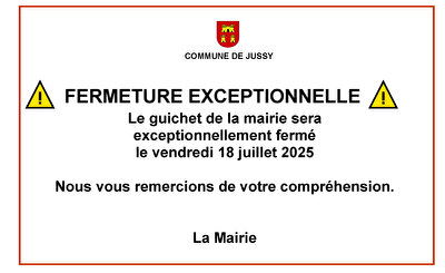 Vendredi 17 juillet fermeture exceptionnelle du guichet