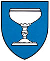 écusson de Coppet, coupe blanche dans blason bleu