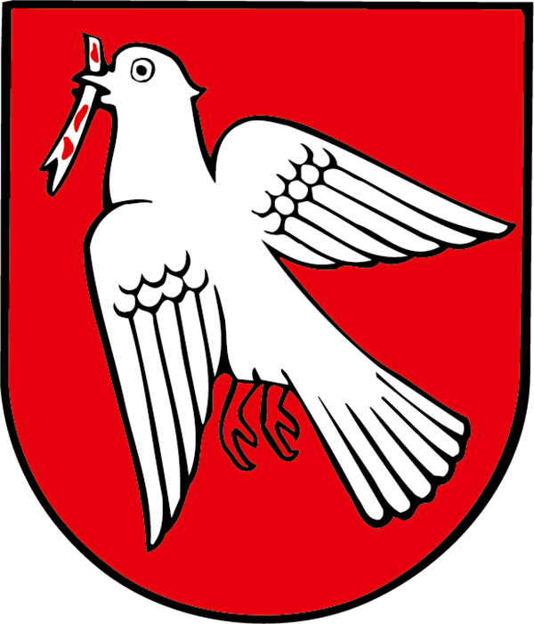 Wappen der Politischen Gemeinde Pfäfers mit weisser Taube auf rotem Grund