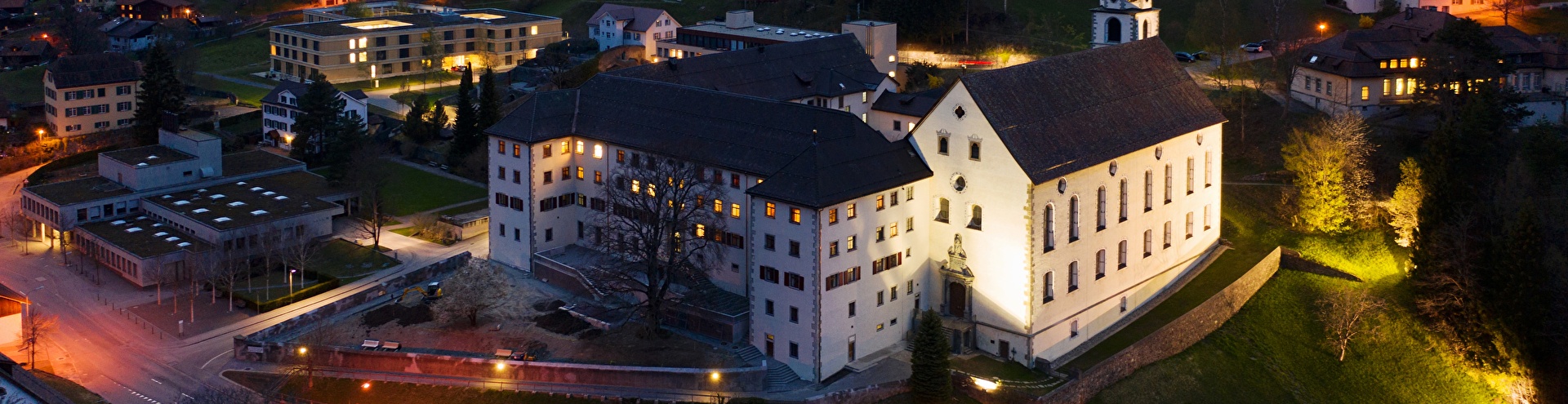 Luftaufnahme St. Margrethenberg bei Nacht