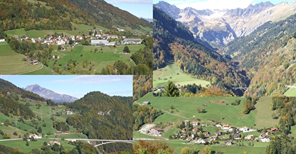 Bildcollage mit Aufnahmen von Valens und der Taminabrücke