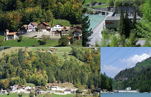 Bildcollage mit Aufnahmen von Vadura und dem Stausee Mapragg