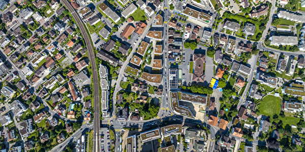 Das Zentrum von Baar aus der Luft.