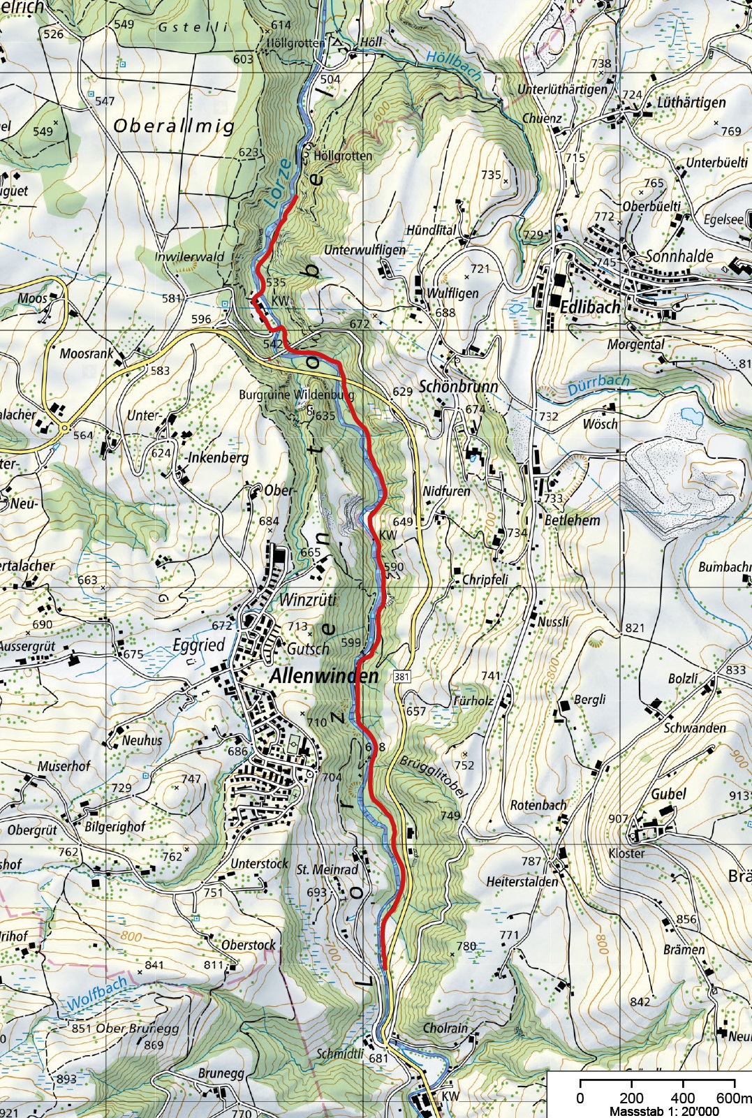Wanderweg Lorzentobel
