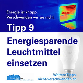 Tipp 9: Energiesparende Leuchtmittel einsetzen